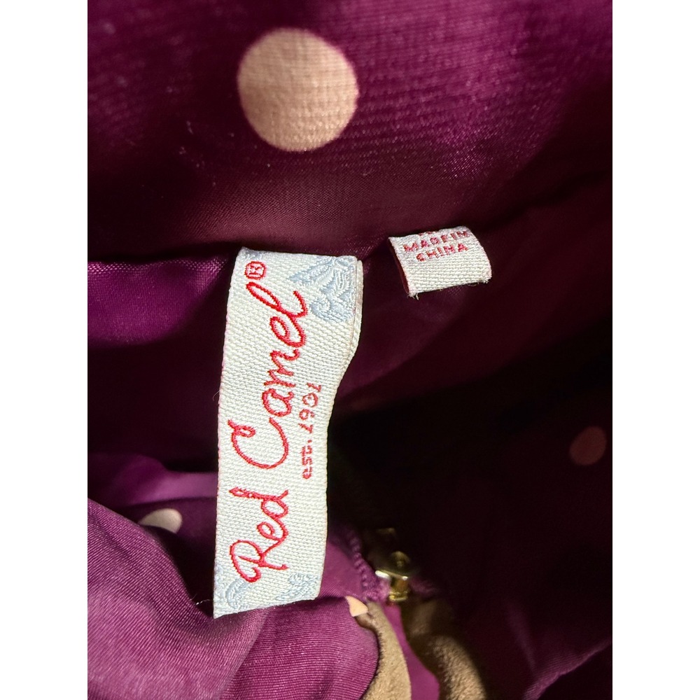 Red Camel Quilted Puffer Vest Womens Size M Purple Polka Dot Zip Front Pocket - Picture 7 of 9